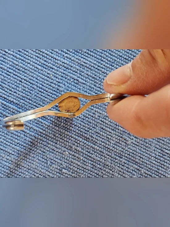 Vintage Silver Cuff Bracelet with Turquoise Accent - Picture 3 of 5